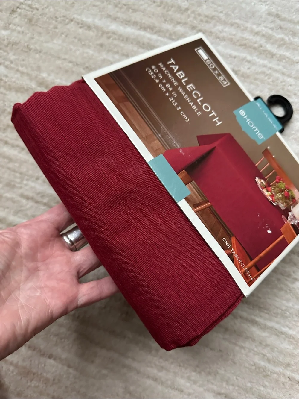 NWT Target Home Tablecloth Red Cotton Polyestery Size 60” x 84”